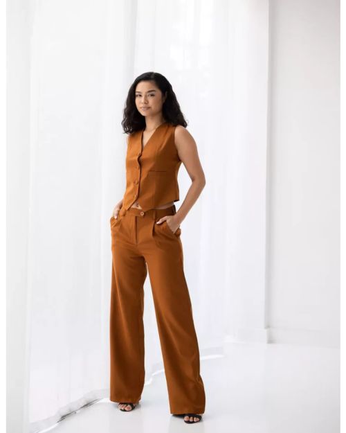 Amber Wide Leg Straight Mid Pants-S