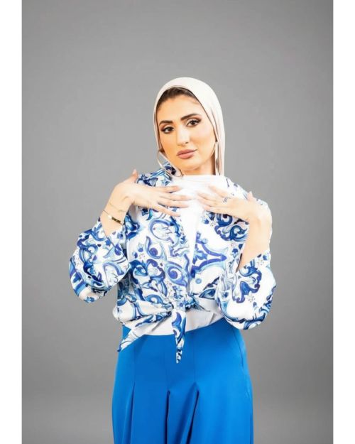 Floral Blue Blouse-Royal Blue-S
