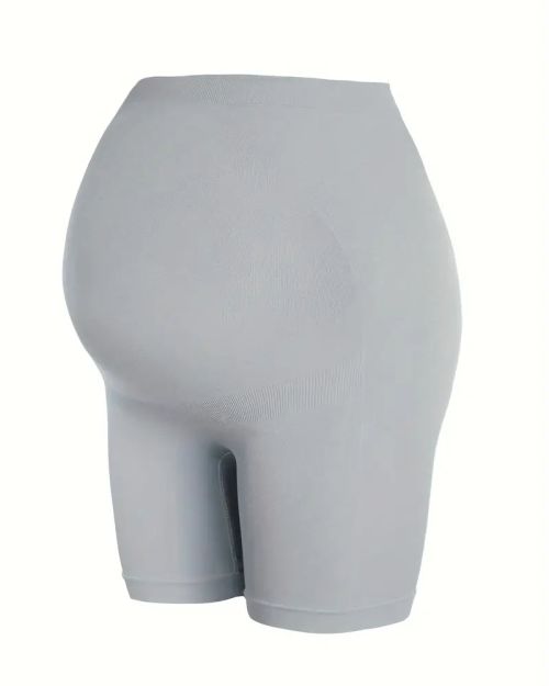 Seamless High-Waist Maternity Biker Shorts | Over-the-Bump Pregnancy Support Shapewear Shorts-Gray-L