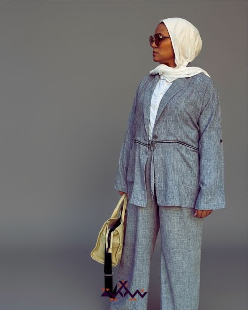 Nyllya zipper blazer -Gray-2Xl/3Xl