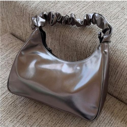 Metalic Leather  Silver   Bag
