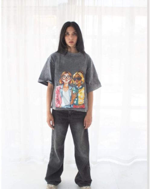 Washed two girls tshirt 