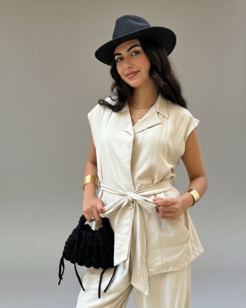 Linen/Cotton Set. -S/M-Beige