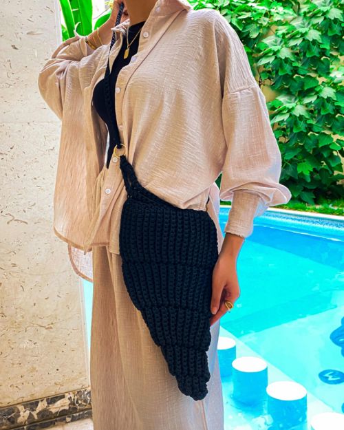 Handmade Long Shell Bag-Black