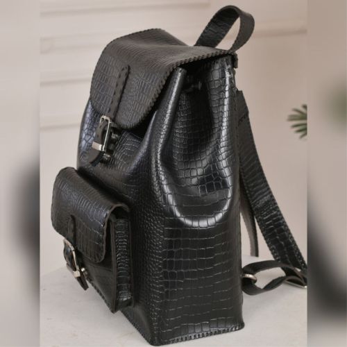 leather backpack For Women-Black