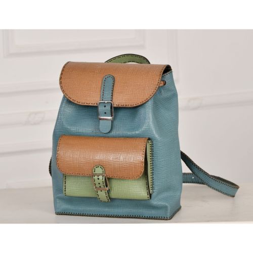 leather backpack-mix colour