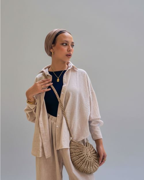 Handmade Round Shell Bag-mocca