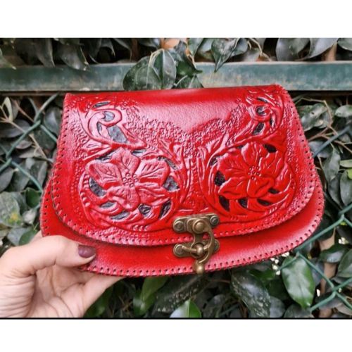 red bag flower carving For Women