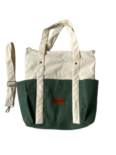 Canvas Tote Bag, Two-Tone Colored and Detachable Strap