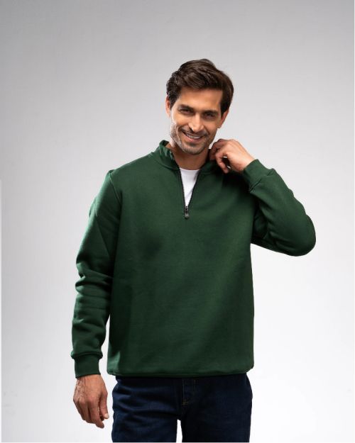 Quarter-Zip Hoodie-M-Green