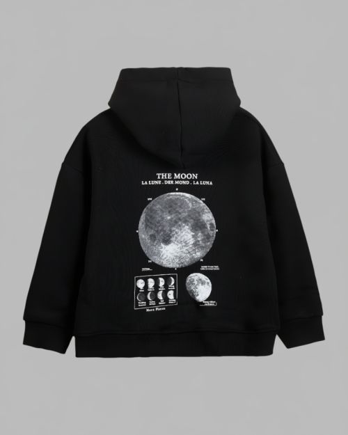 The Moon printed hoodie Black-4 yrs