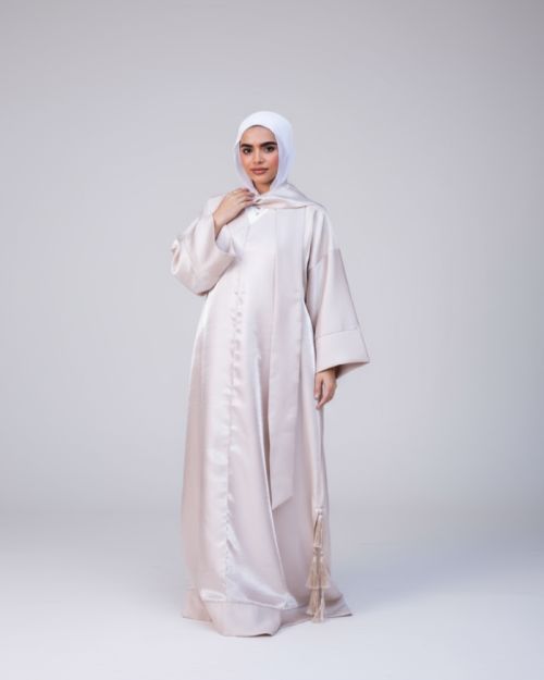 Beige Kaftan with Fringes