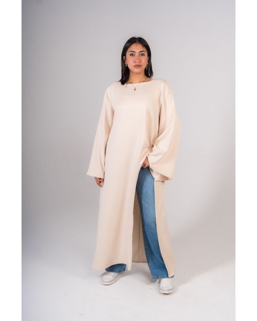 Sama Sided Cut Tunic-Beige