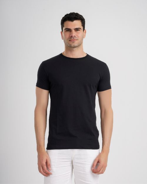 Basic Cotton Lycra T-shirt-Black-M