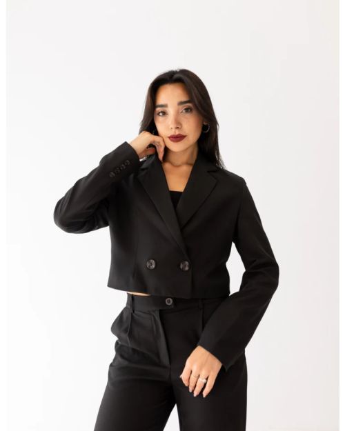 Black Icon Cropped Blazer-S