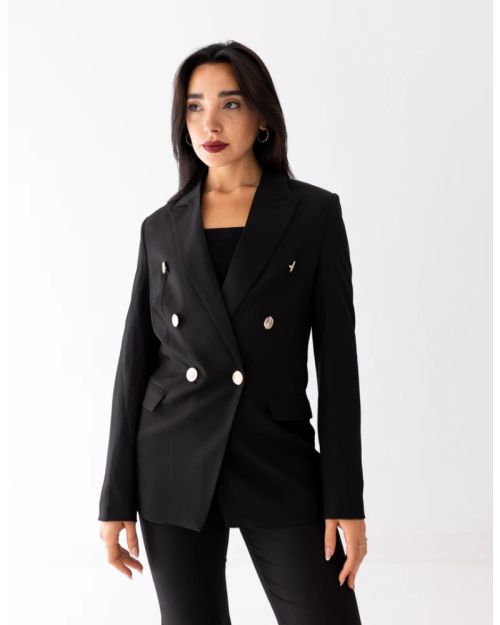 Black Icon Double Breasted Blazer-S