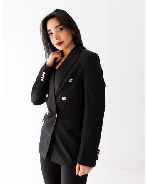 Black Icon Double Breasted Blazer-S