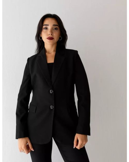 Black Icon Straight Blazer-S