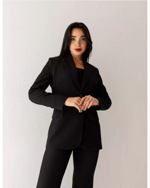 Black Icon Straight Blazer-S