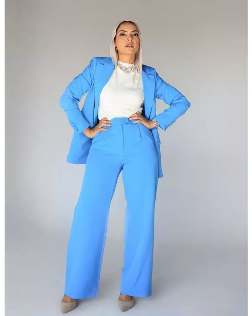 Blue Ocean Wide-Leg Straight Mid Pants-M