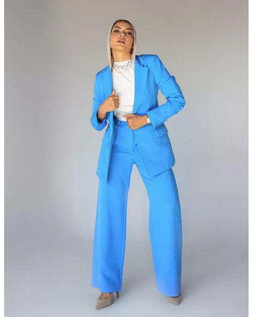 Blue Ocean Wide-Leg Straight Mid Pants