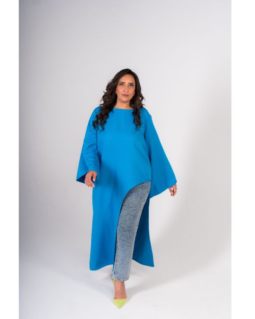 Sama Sided Cut Tunic-Blue