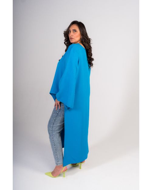 Sama Sided Cut Tunic-Blue