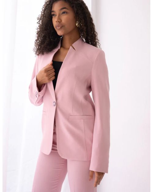 Blush Dream Collarless Blazer-S
