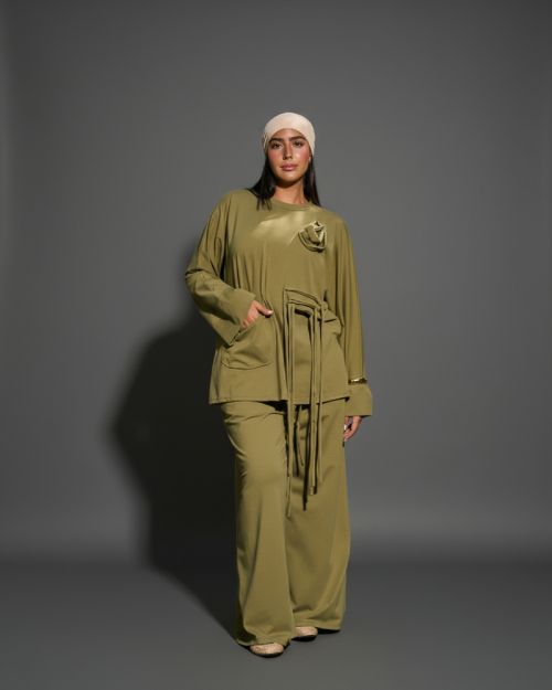 Worood Comfy Set with Pin-Olive