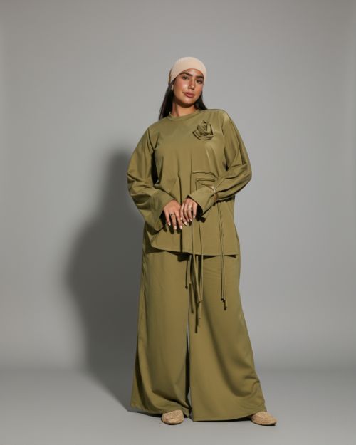 Worood Comfy Set with Pin-Olive