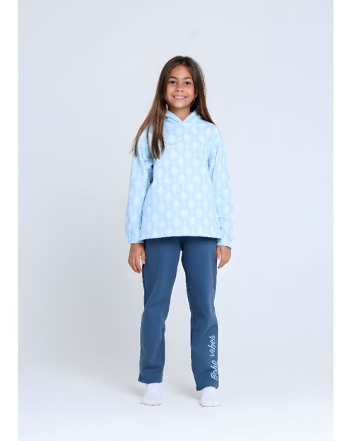 boho Hooded Printed Pajamas Set-10 yrs