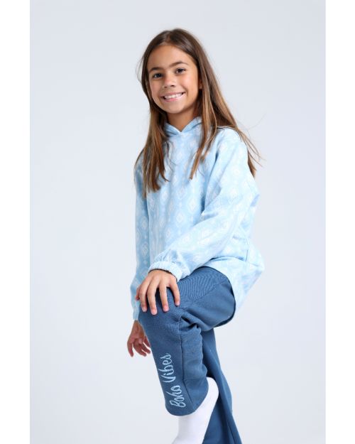boho Hooded Printed Pajamas Set