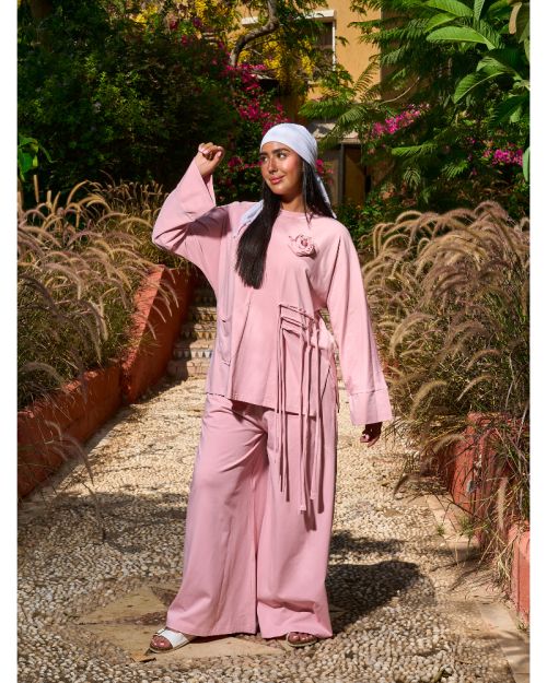 Worood Comfy Set with Pin-Pink
