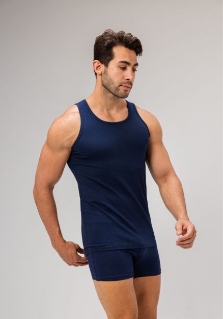 Plain Navy Boxer For Men-Navy-S
