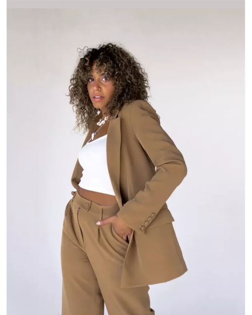 Caramel Wide-Leg Straight Mid Pants-S