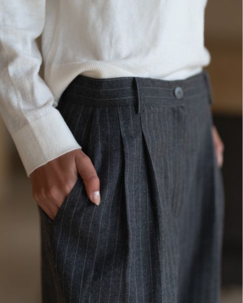 Striped Dark Gray Loose Trousers