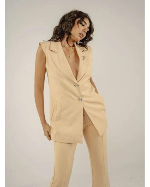 Beige Long Vest