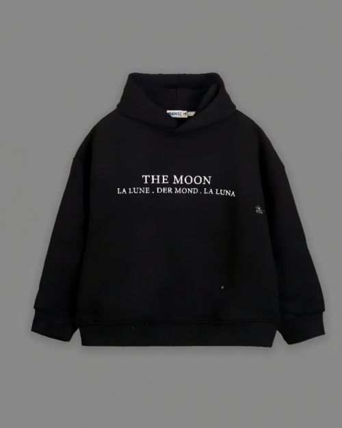 The Moon printed hoodie Black-4 yrs