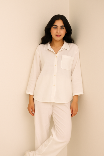 Misky Linen Set-White-S