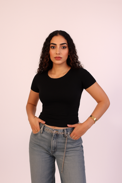 Basic Half Top-Black-S