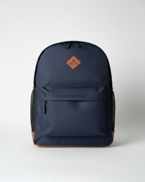 Classic Backpack with Snake Pattern Accents-Navy