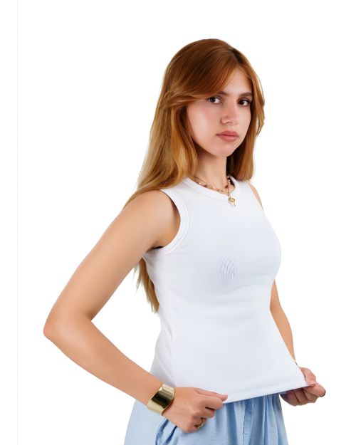 Plein De Vie crew neck sleeveless top-S-White