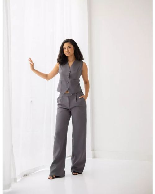 Dark Iron Gray Cropped Vest-S