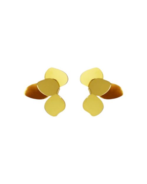 Gold Statement Flower Petal Stud Earrings