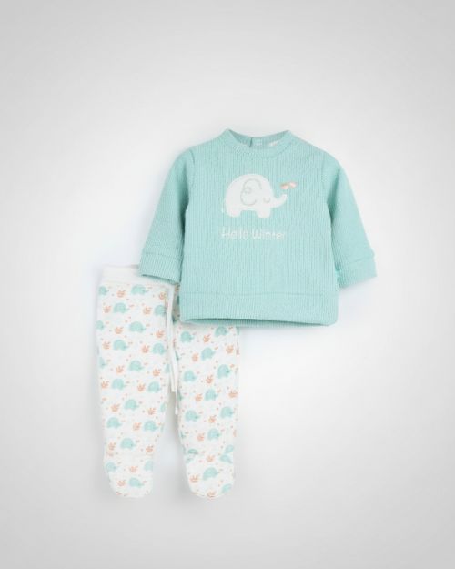 طقم مطبوع بتصميم فيل محب للأطفال بتصميم دائري