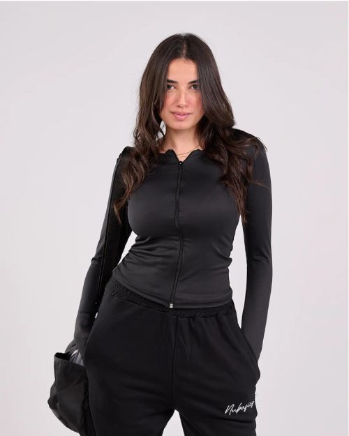 FULL ZIPPER TOP-Black-XS