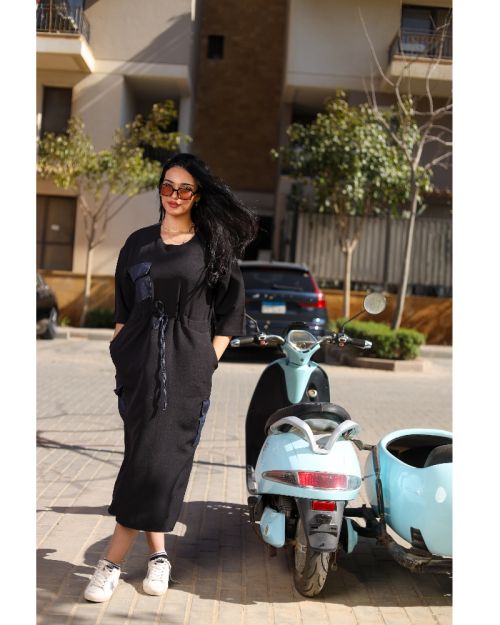 Denim Drift Dress  -Black