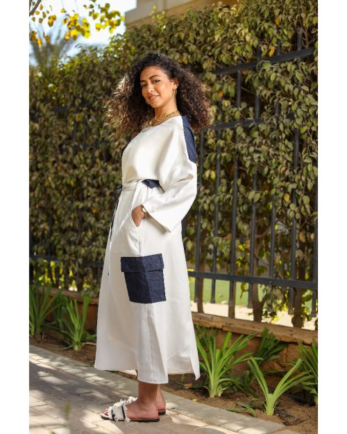 Denim Drift Dress  -White