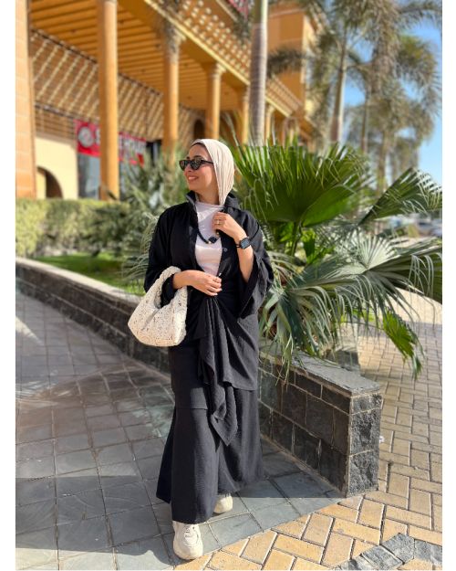 Worood Shirt Dress-Black