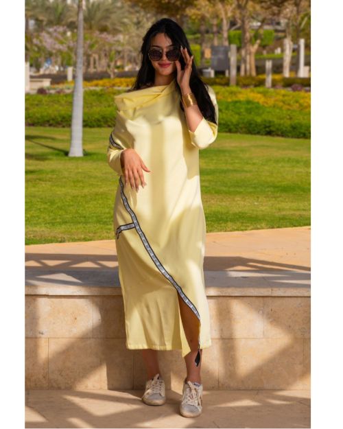 Aria slit Dress-Yellow